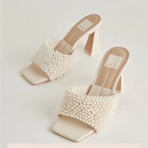 Dolce Vita Nandy Cream Pearl-Embellished Women's Heels